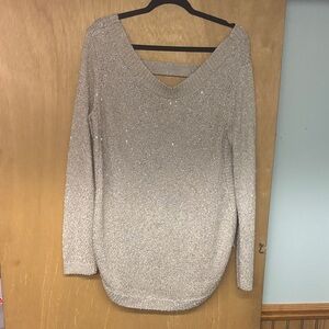 Jack by BB Dakota Sparkling V-Neck Very Low Back Sweater